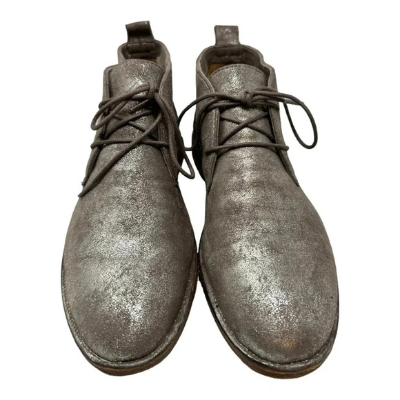 Trask Addy Leather Suede Ankle Bootie Silver Pewter - Picture 2 of 10